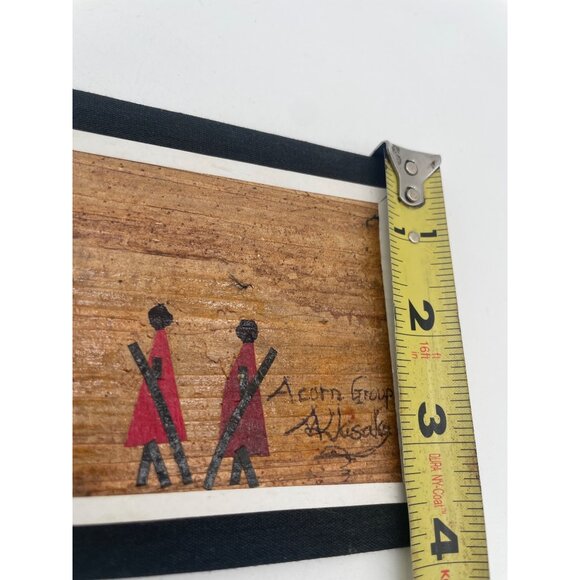 Handcrafted Kenyan Wall Art Village Scene & Maasai Figures On Cardboard Backing - Picture 8 of 10